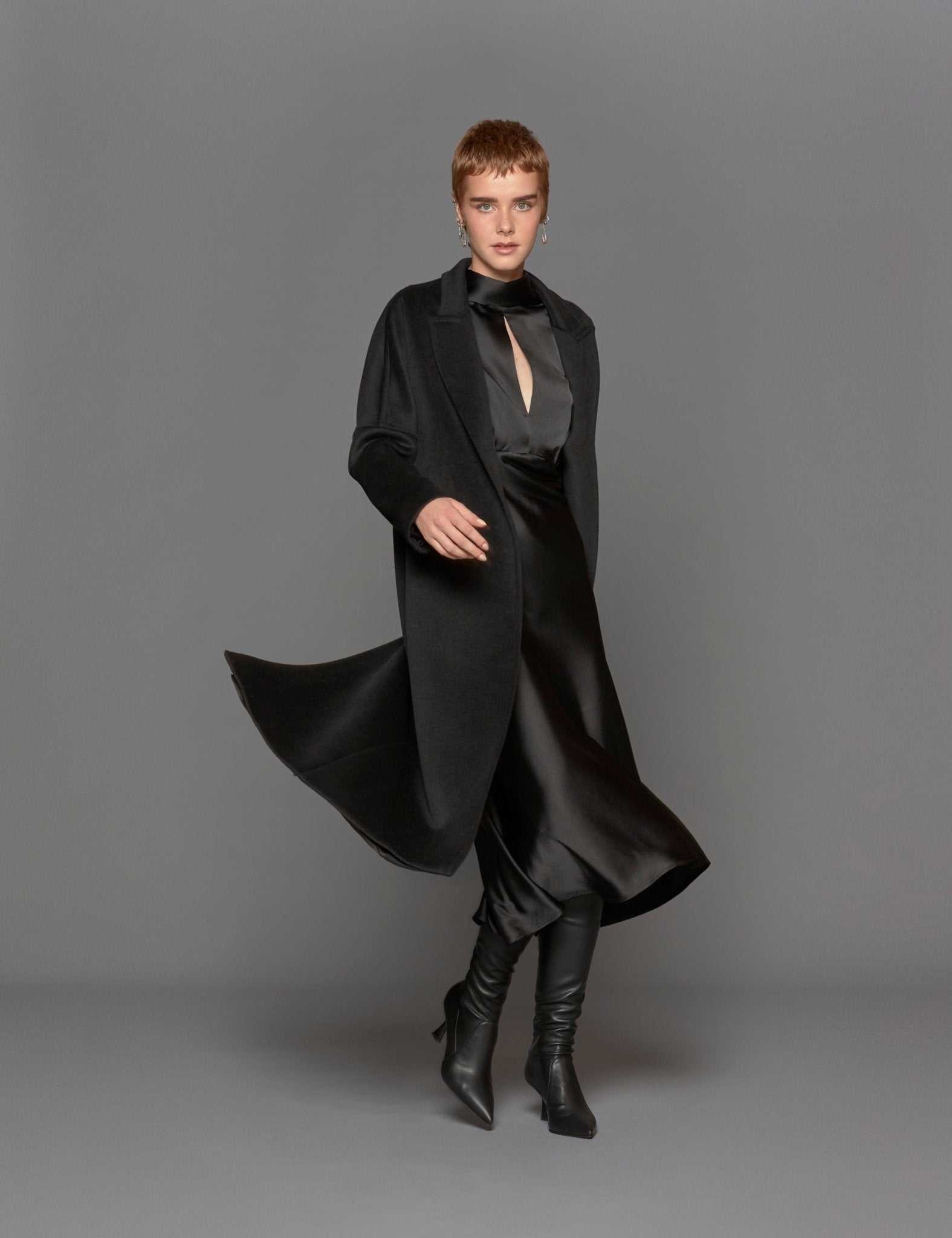 cappotto over lana nero - blufrida - cappotto