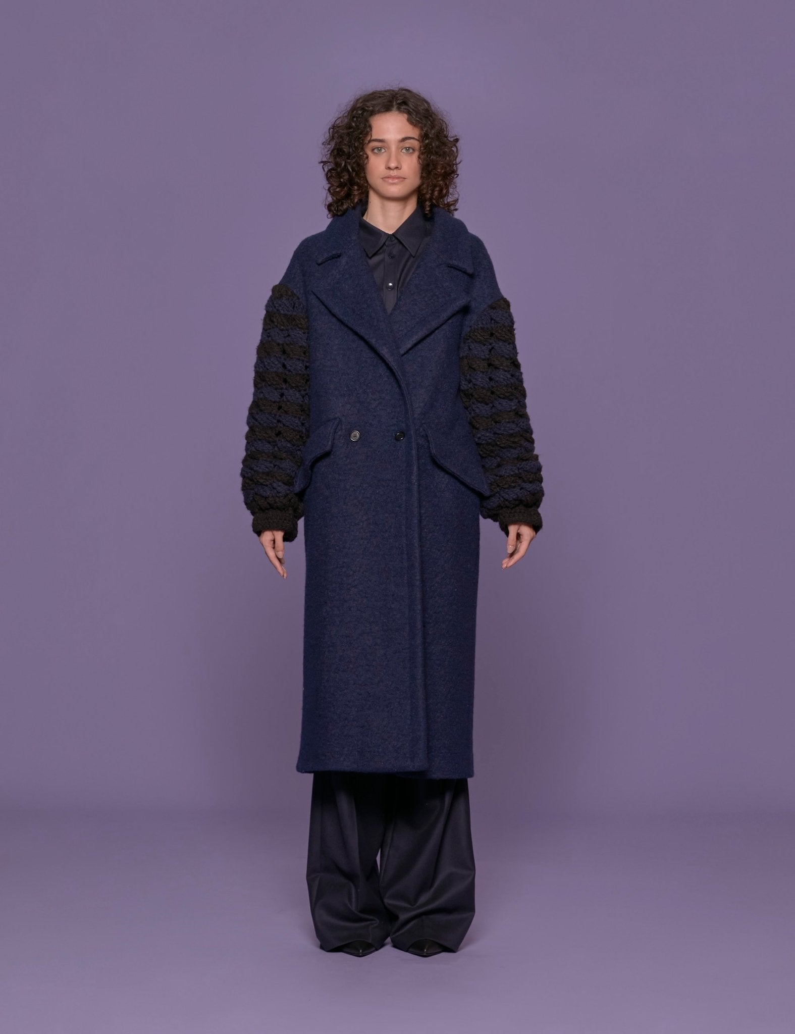 cappotto panno crochet - tu lize - cappotto