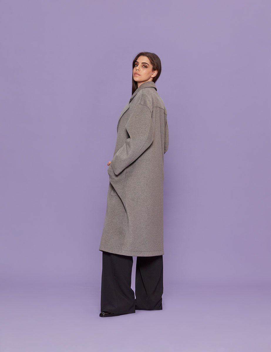cappotto taglio vivo grigio chiaro - blufrida - cappotto