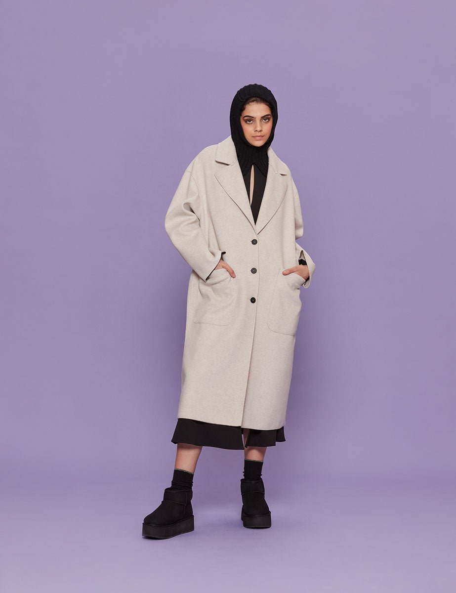 cappotto taglio vivo vaniglia - blufrida - cappotto