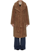 cappotto teddy cintura tobacco brown - molliolli - cappotto