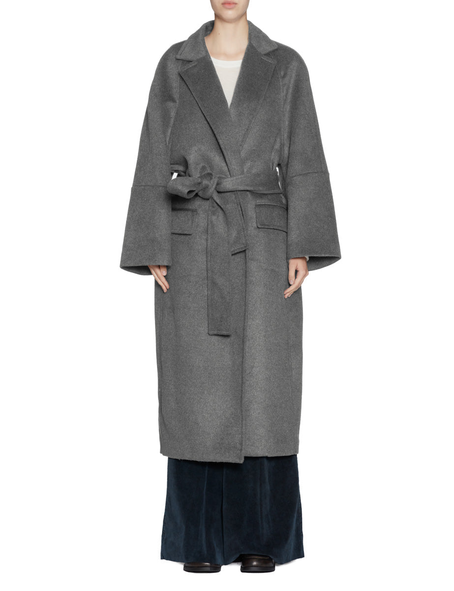 cappotto vestaglia misto lana antracite - blufrida - cappotto