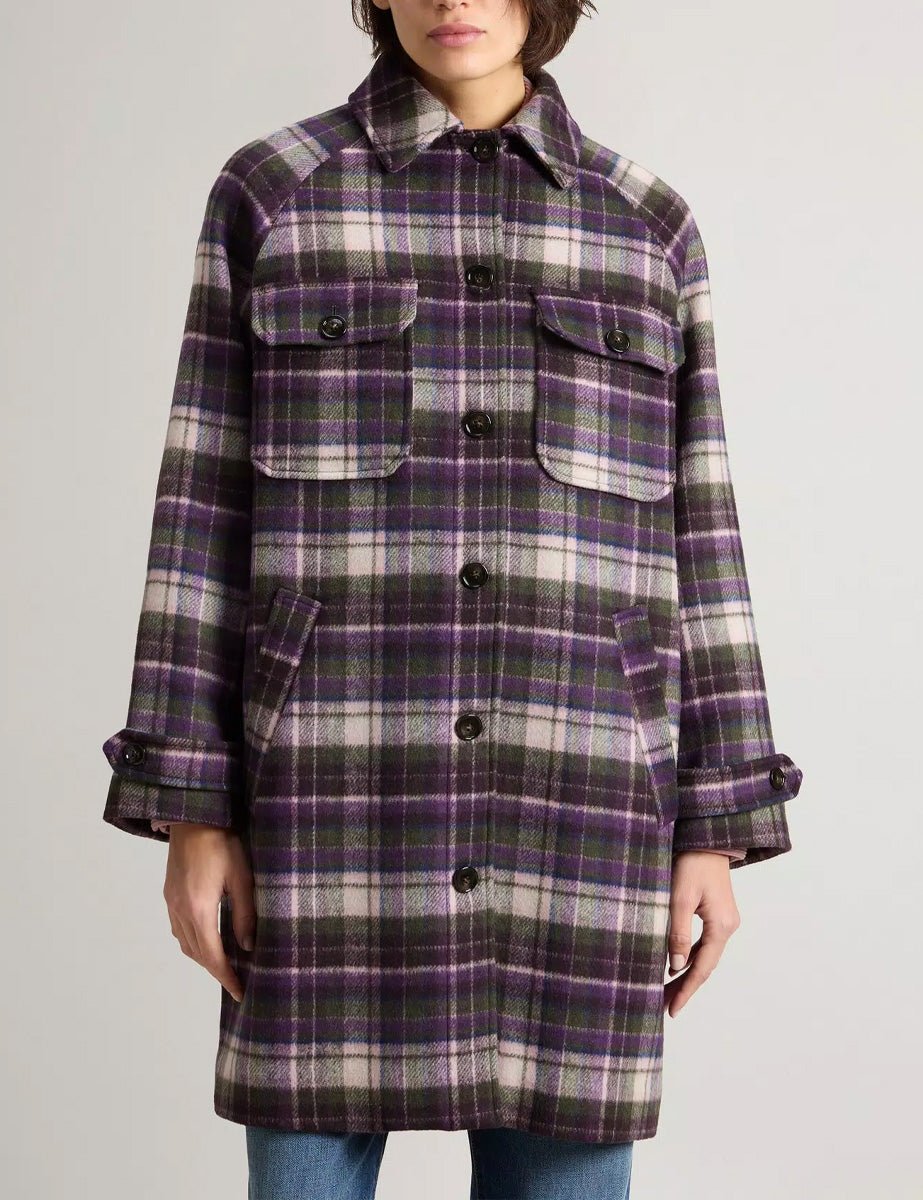 cappotto wool overshirt violet check - woolrich - cappotto
