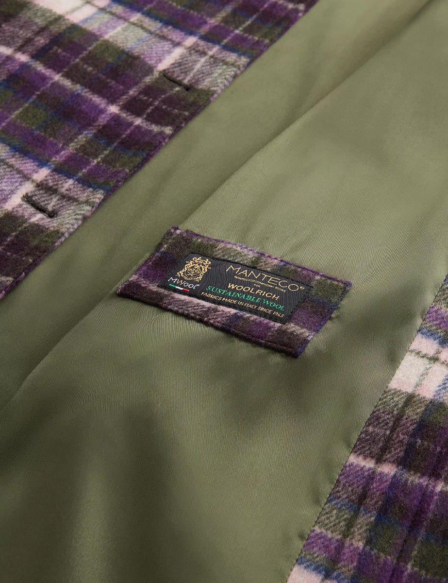 cappotto wool overshirt violet check - woolrich - cappotto