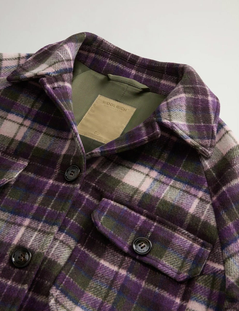 cappotto wool overshirt violet check - woolrich - cappotto
