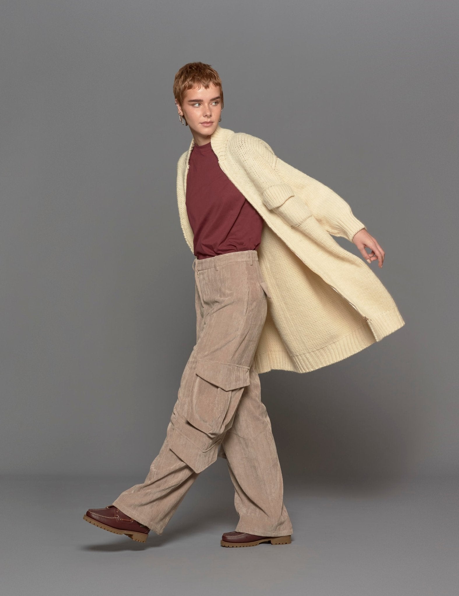 cappotto zip lana panna - jei - o - cappotto