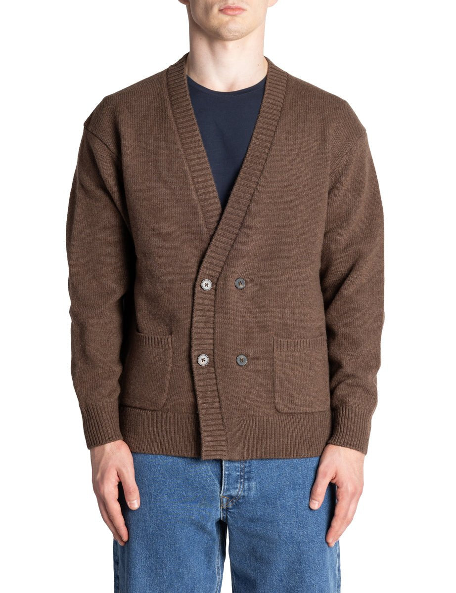 cardigan doppiopetto marrone espresso - alley docks - cardigan