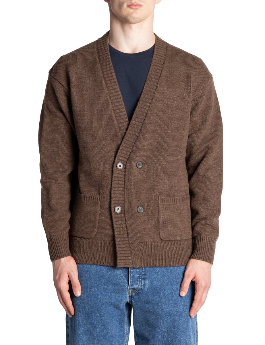 cardigan doppiopetto marrone espresso - alley docks - cardigan