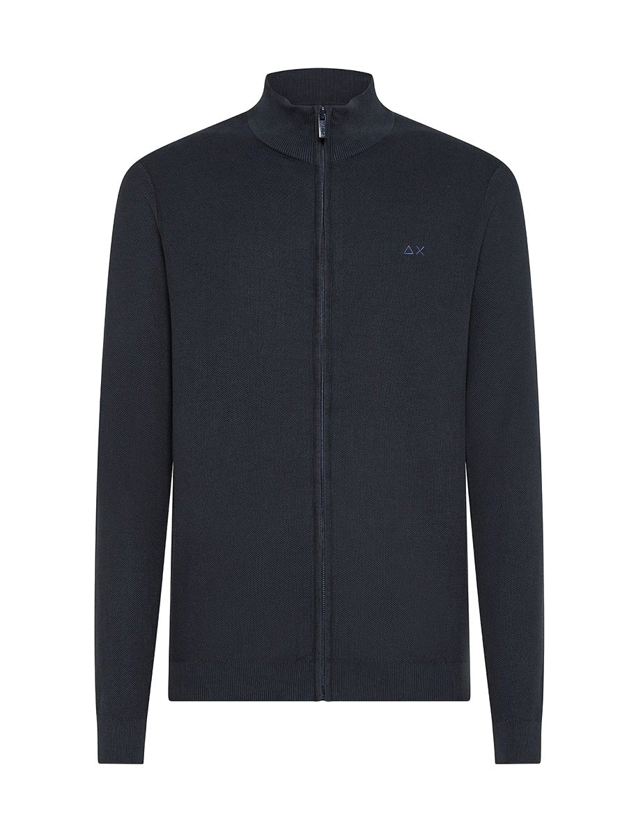 cardigan full zip grana di riso blu navy - sun68 - cardigan