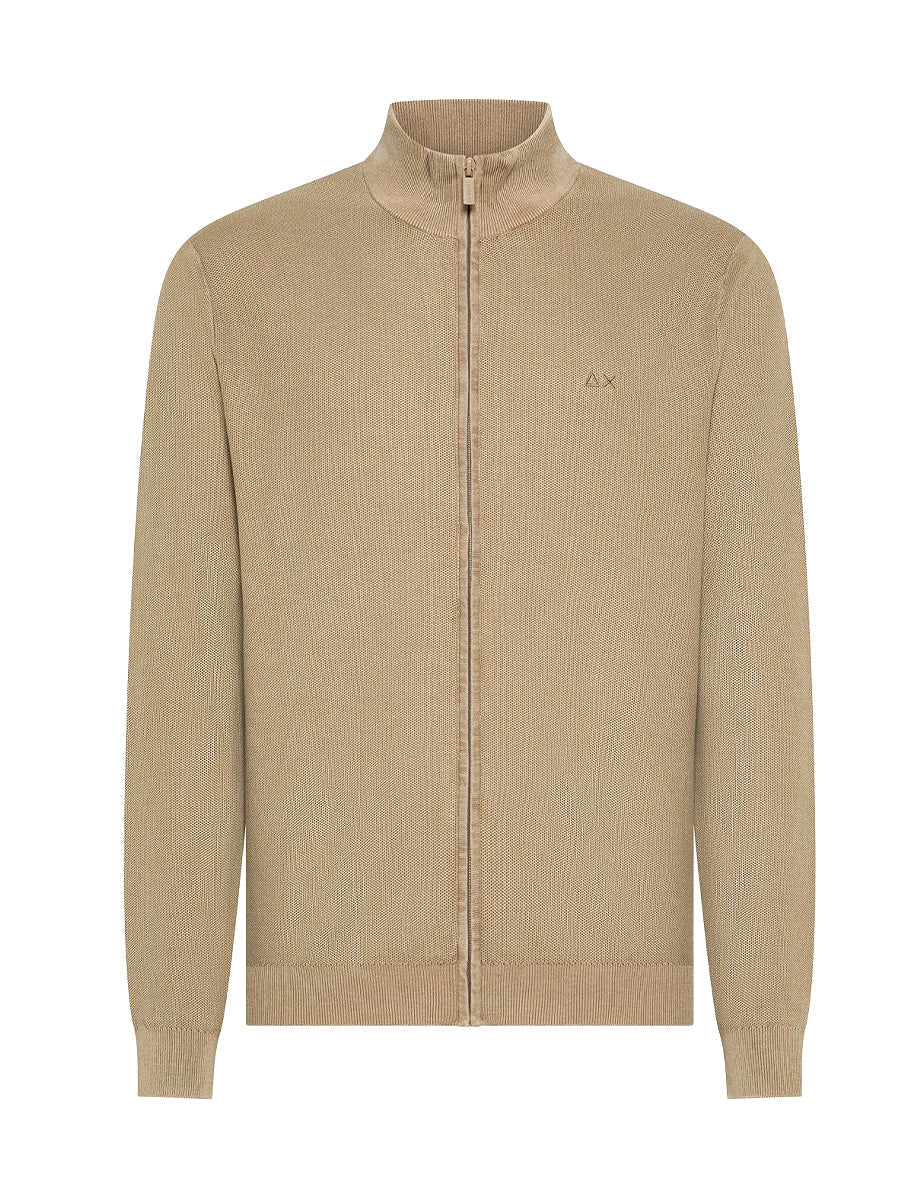 cardigan full zip grana di riso stone - sun68 - cardigan