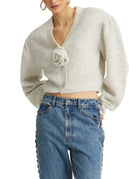 cardigan lana alpaca grigio - rotate - cardigan