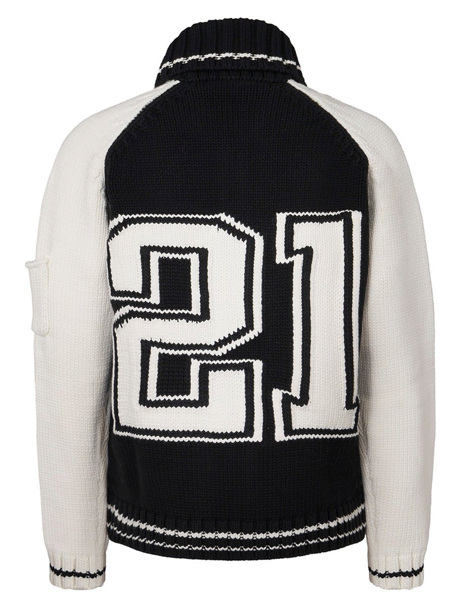 cardigan maglia bicolore nero bianco - n21 alessandro dell'acqua - cardigan