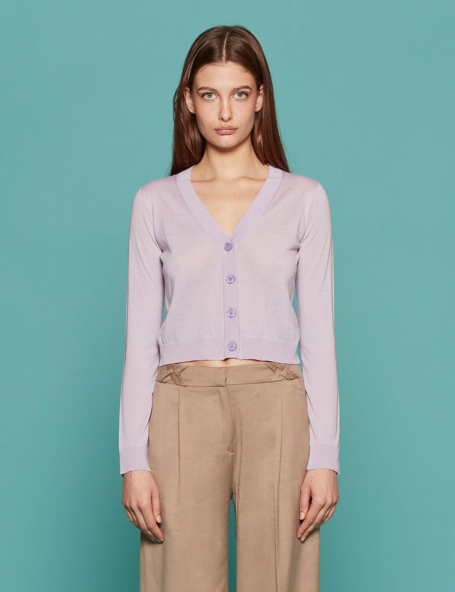 cardigan merinos lilla - roberto collina - cardigan