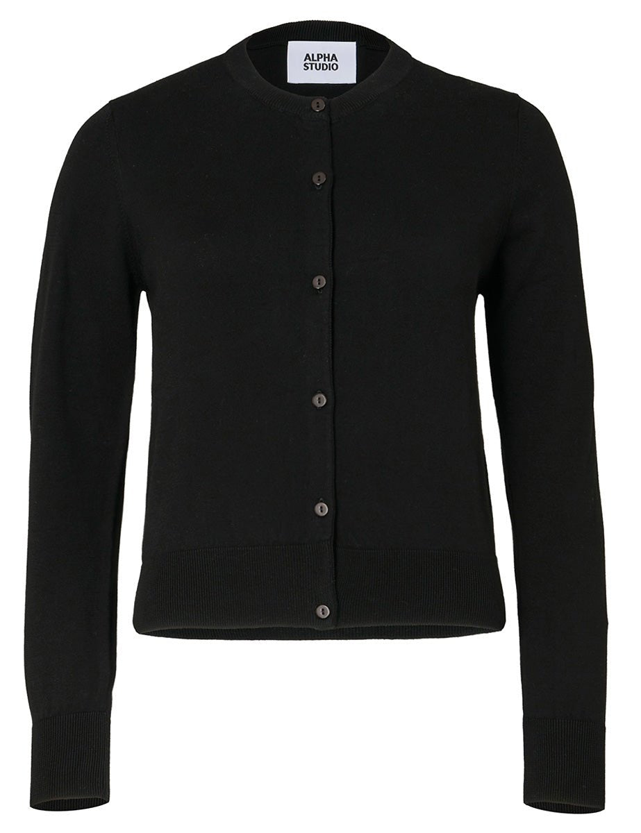 cardigan rebecca cotone nero - alpha - cardigan
