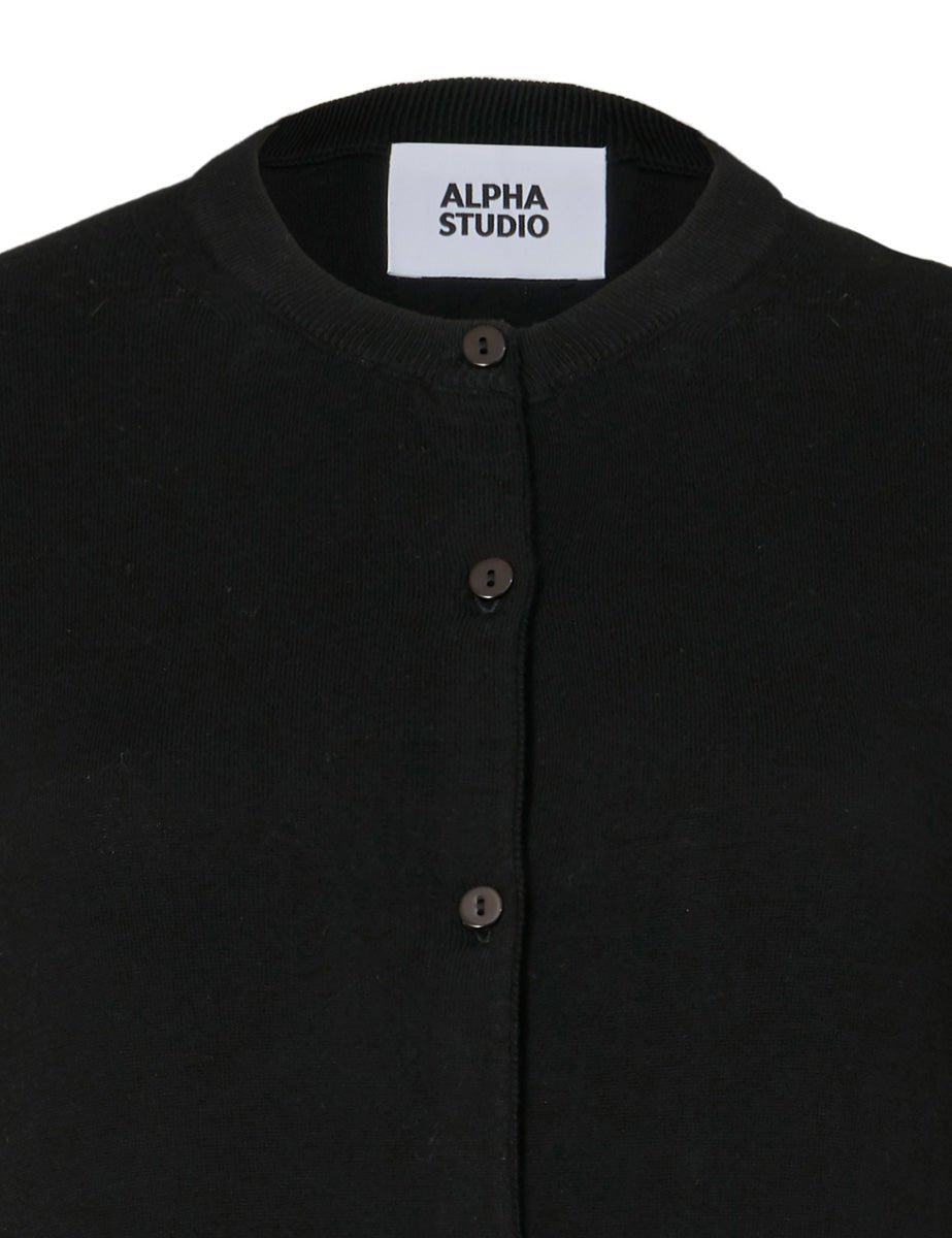 cardigan rebecca cotone nero - alpha - cardigan