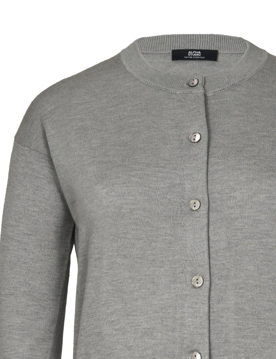 cardigan rebecca seta cashmere granito - alpha - cardigan