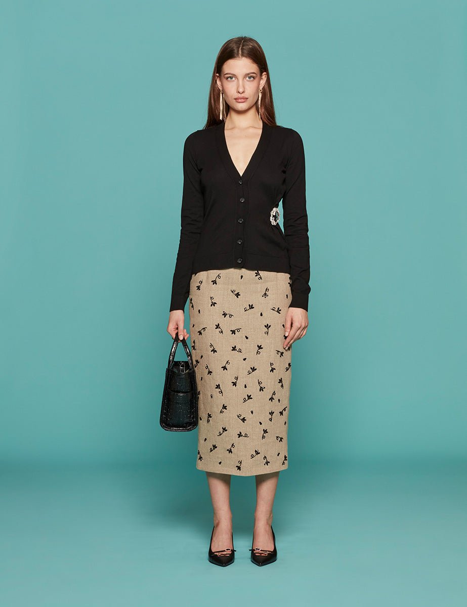 cardigan spilla gioiello nero - n21 alessandro dell'acqua - cardigan