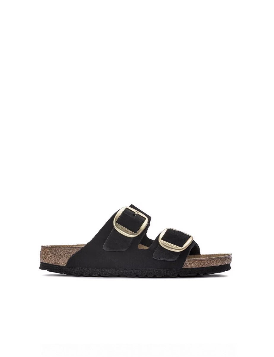 ciabatta arizona big buckle nubuck lea nero - birkenstock - ciabatta
