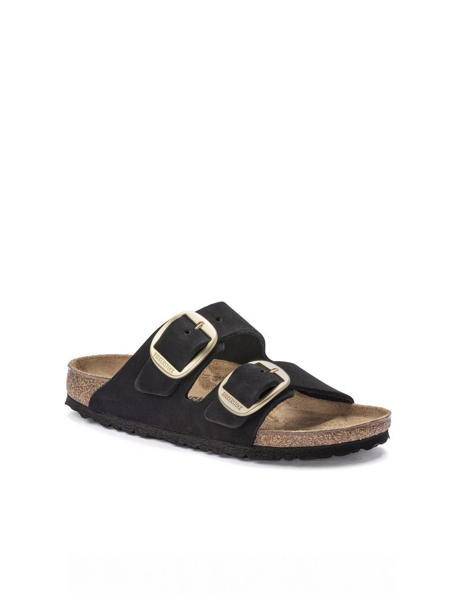 ciabatta arizona big buckle nubuck lea nero - birkenstock - ciabatta