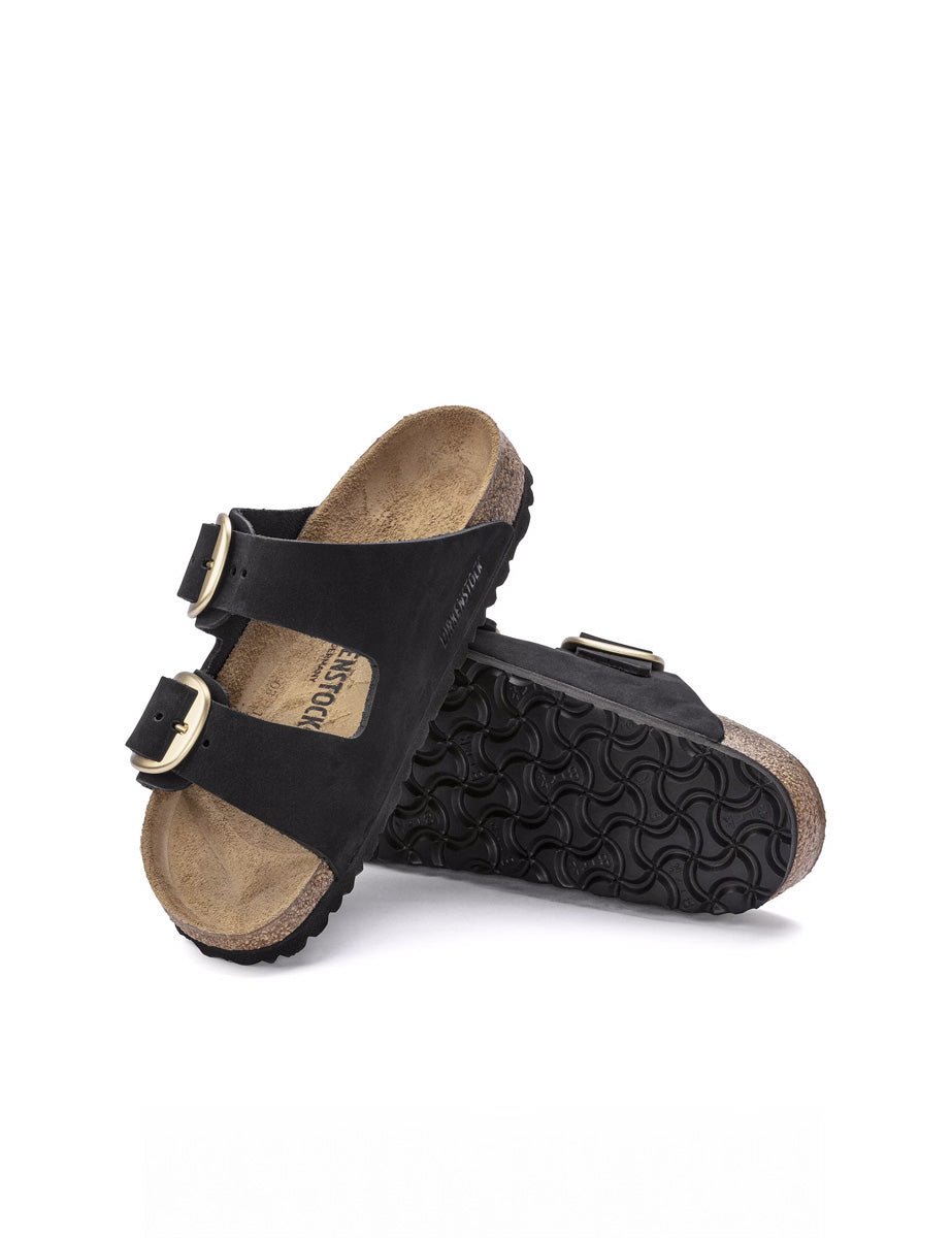 ciabatta arizona big buckle nubuck lea nero - birkenstock - ciabatta