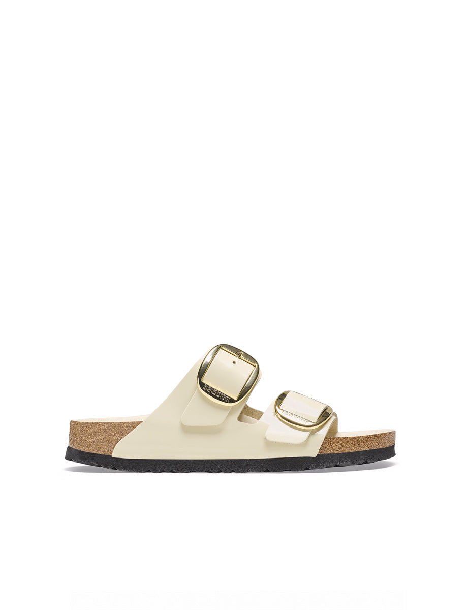 ciabatta arizona big buckle shine ecru - birkenstock - ciabatta