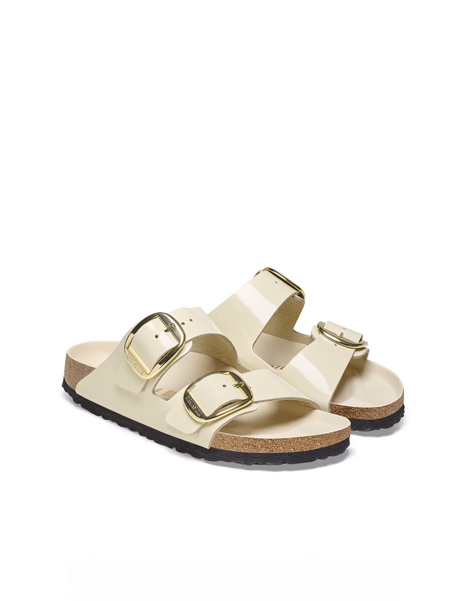 ciabatta arizona big buckle shine ecru - birkenstock - ciabatta