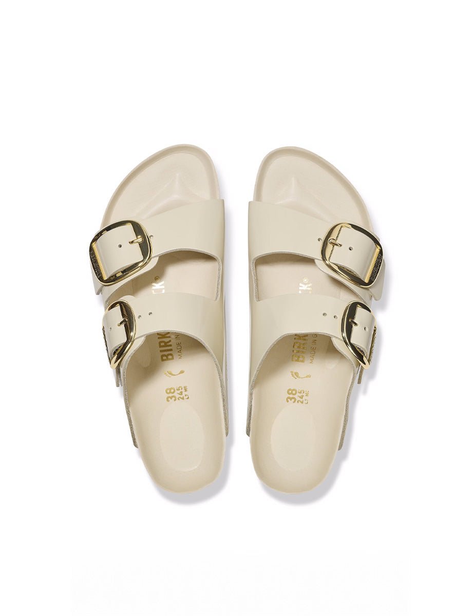 ciabatta arizona big buckle shine ecru - birkenstock - ciabatta