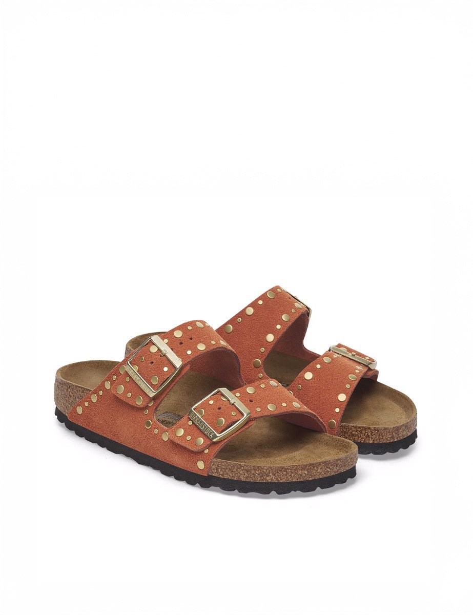 ciabatta arizona rivet suede rust - birkenstock - ciabatta