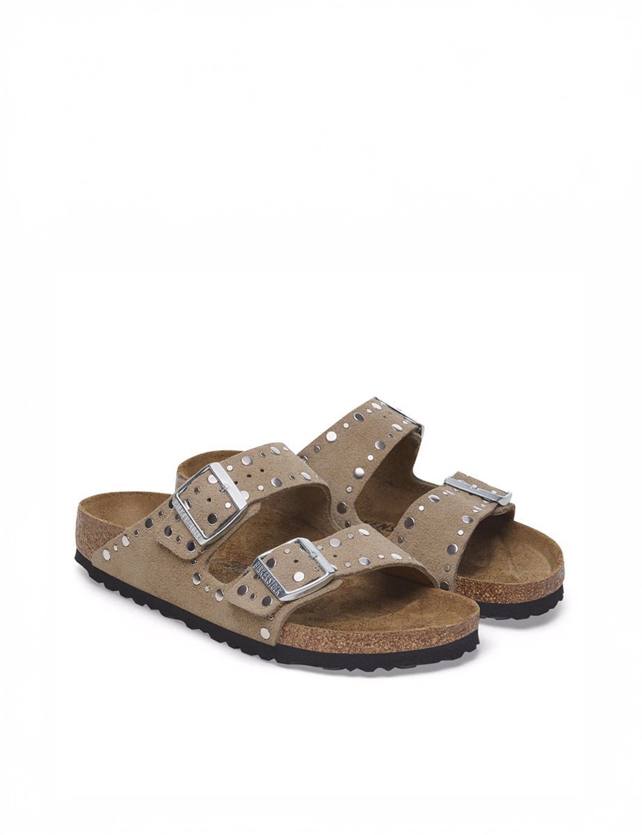 ciabatta arizona rivet suede taupe - birkenstock - ciabatta
