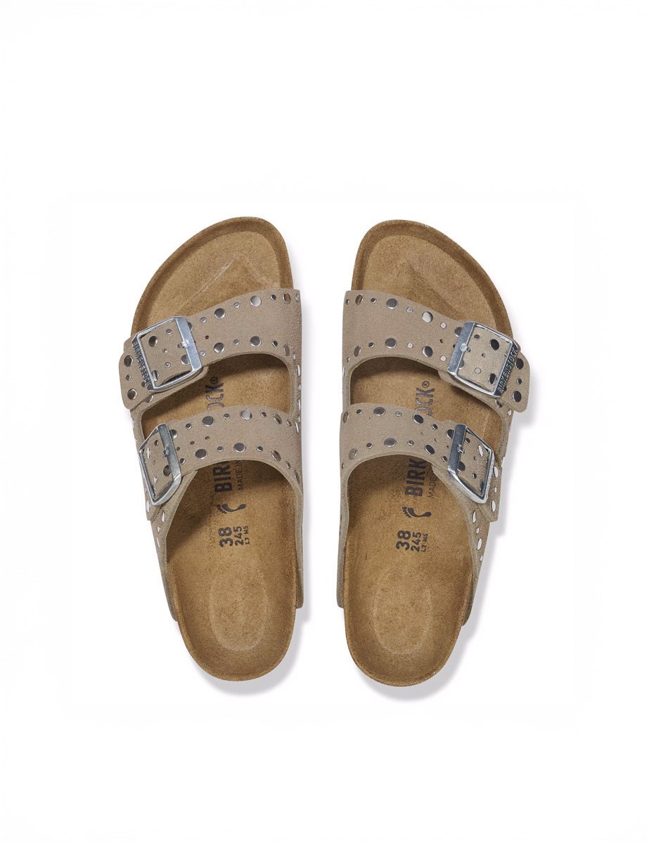 ciabatta arizona rivet suede taupe - birkenstock - ciabatta