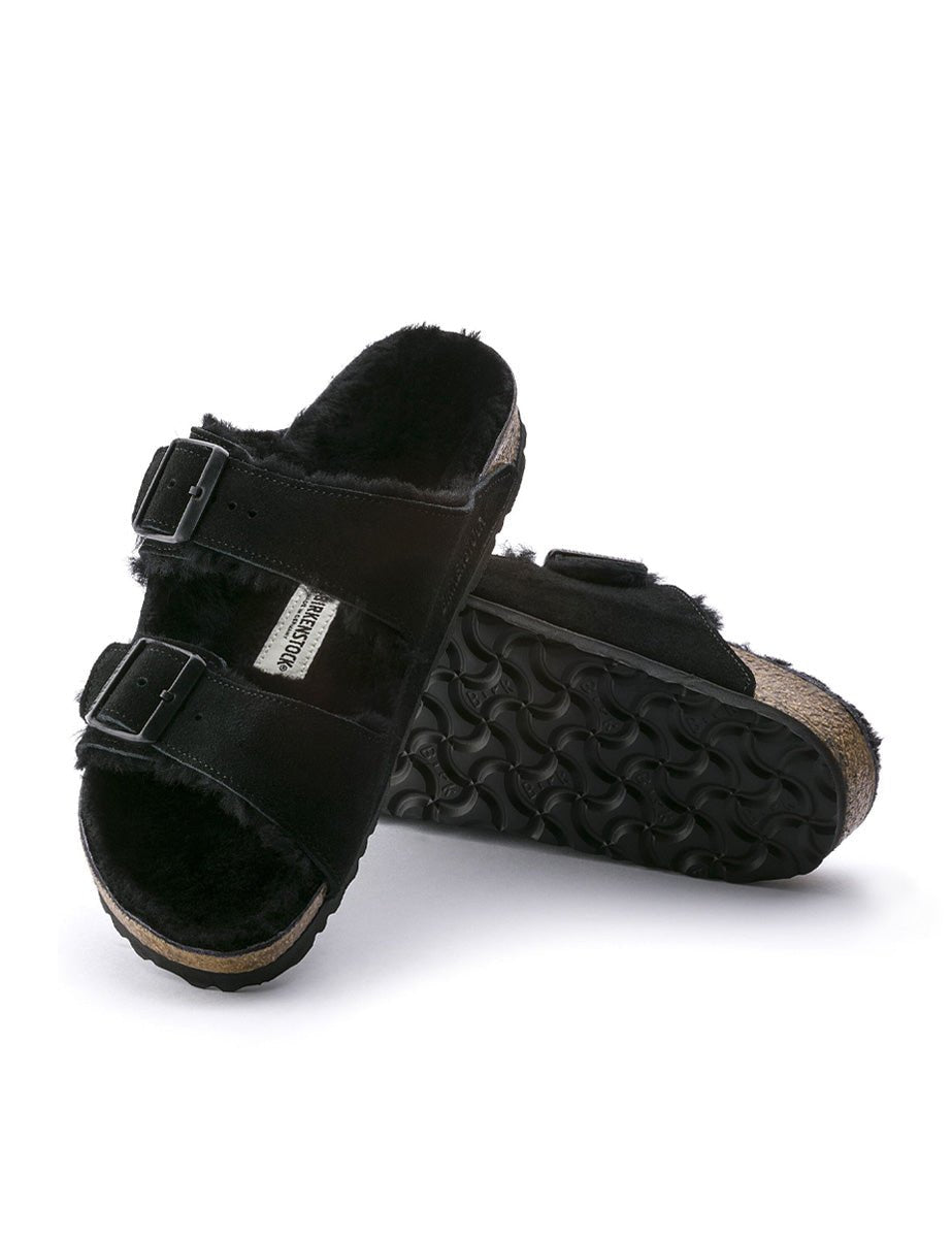 ciabatta arizona shearling black - birkenstock - ciabatta