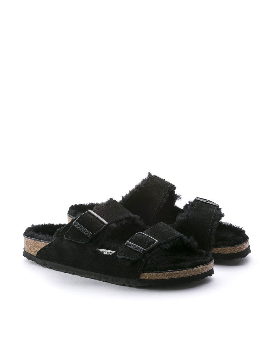 ciabatta arizona shearling black - birkenstock - ciabatta