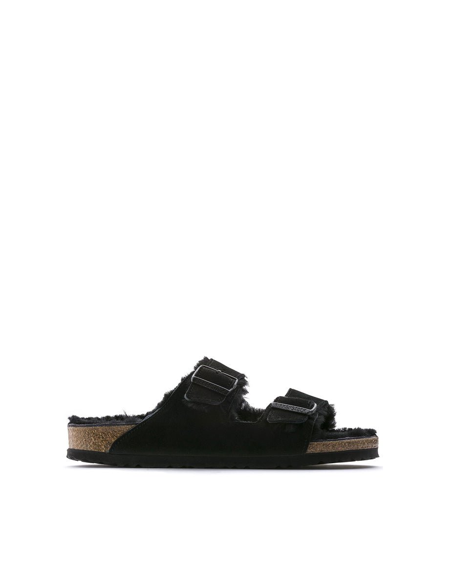 ciabatta arizona shearling black - birkenstock - ciabatta
