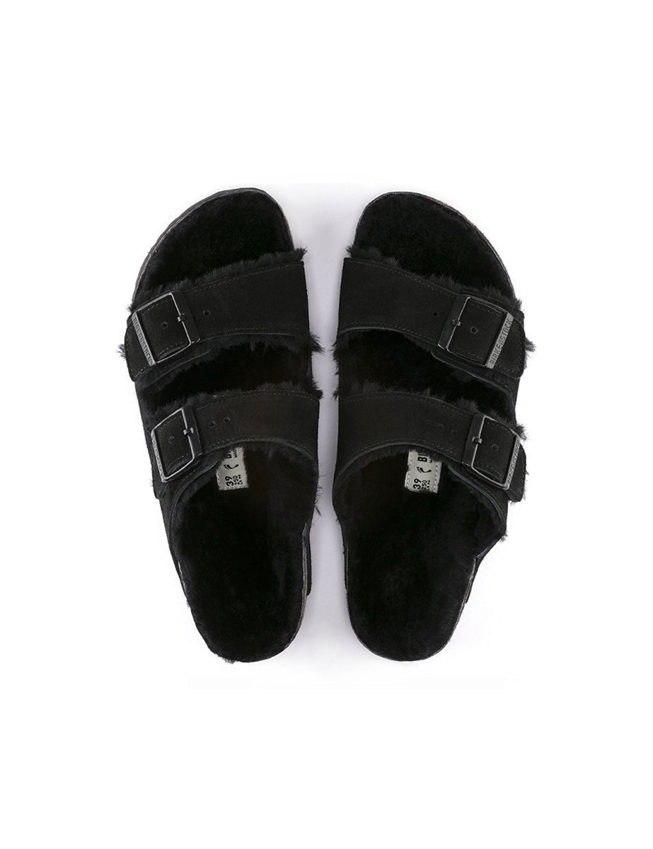 ciabatta arizona shearling black - birkenstock - ciabatta