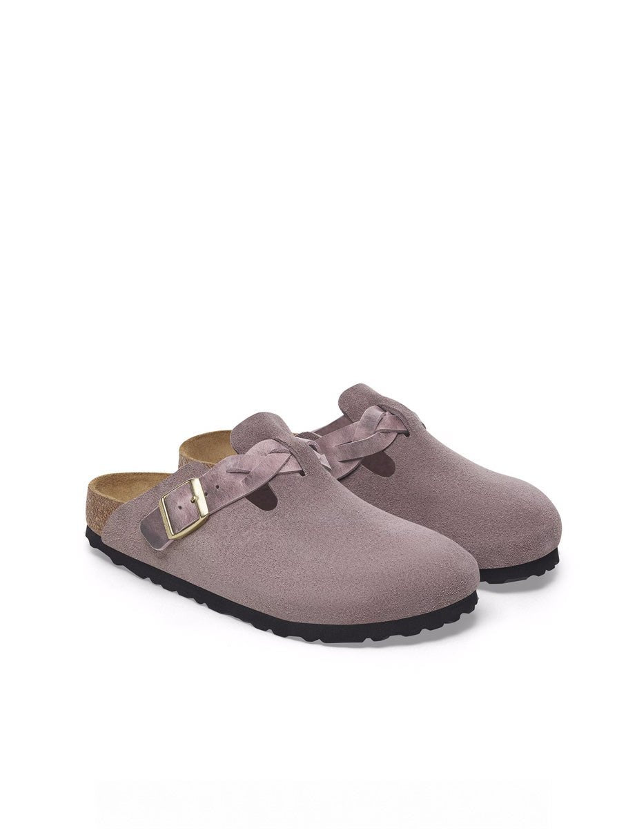 ciabatta boston braided suede lea faded purple - birkenstock - ciabatta