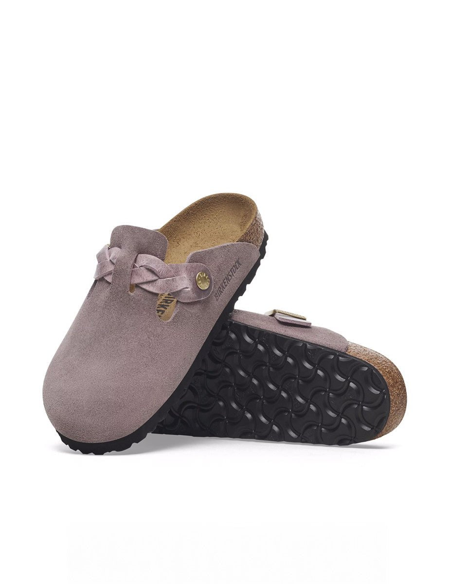 ciabatta boston braided suede lea faded purple - birkenstock - ciabatta