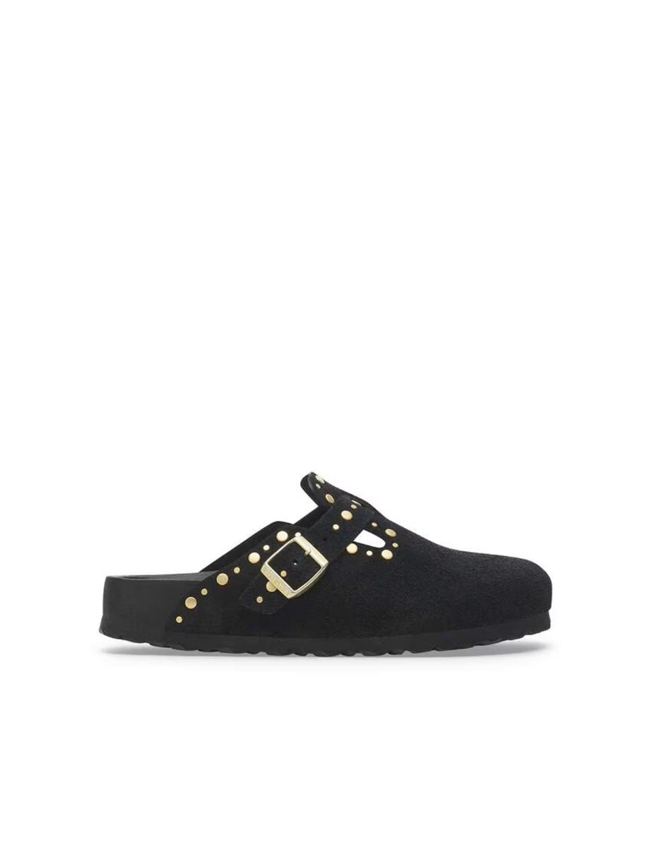 ciabatta boston rivet suede leather black - birkenstock - ciabatta