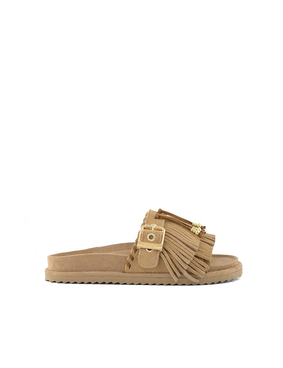 ciabatta cow suede fringes cammello - colors of california - ciabatta