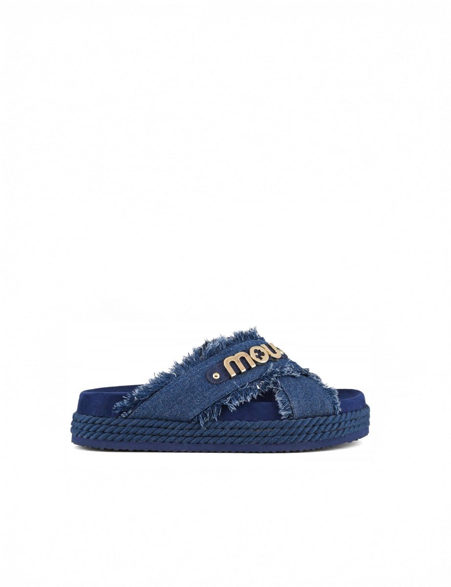 ciabatta criss cross rope blue denim - mou - ciabatta