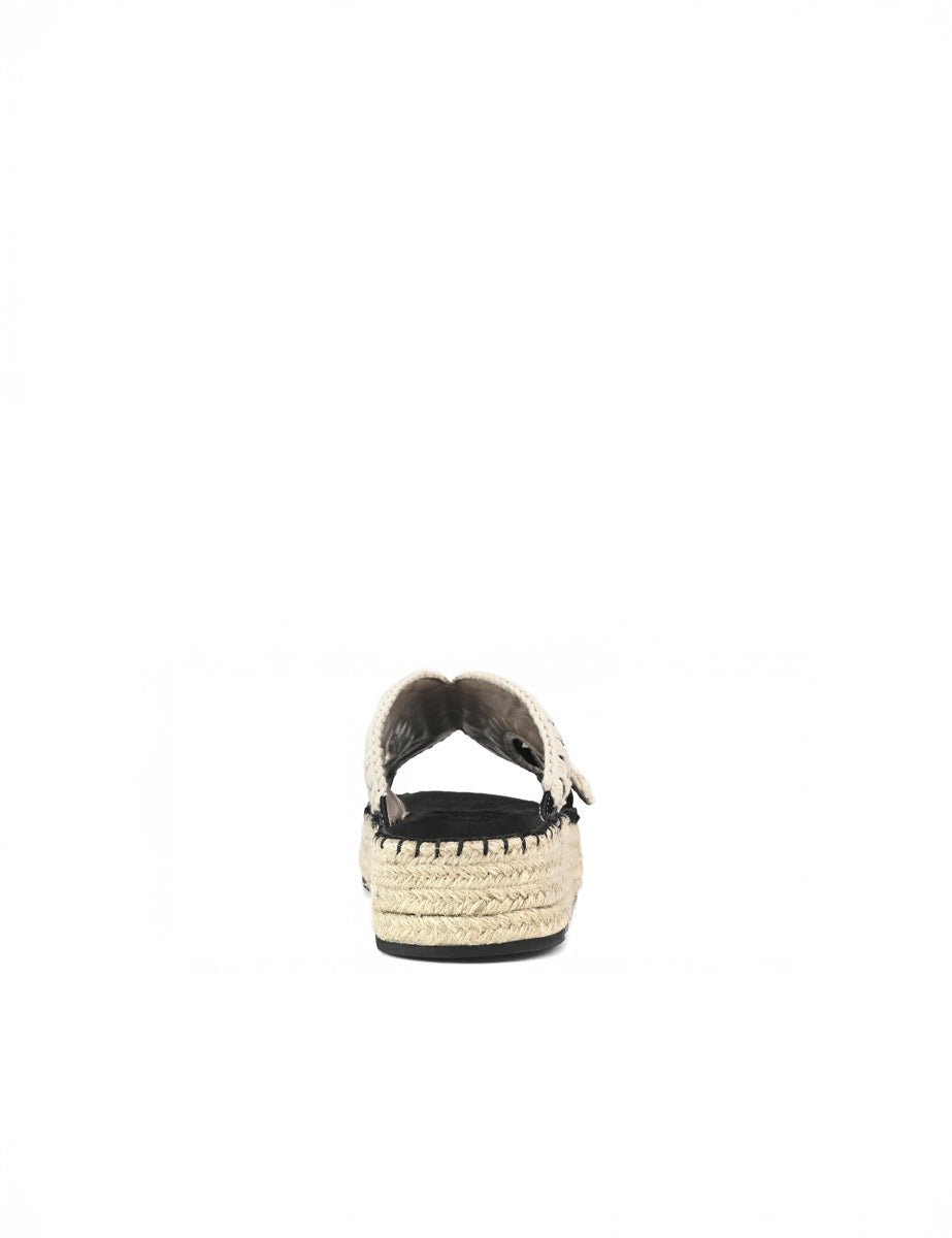 ciabatta incrocio jute nero bianco - mou - flat
