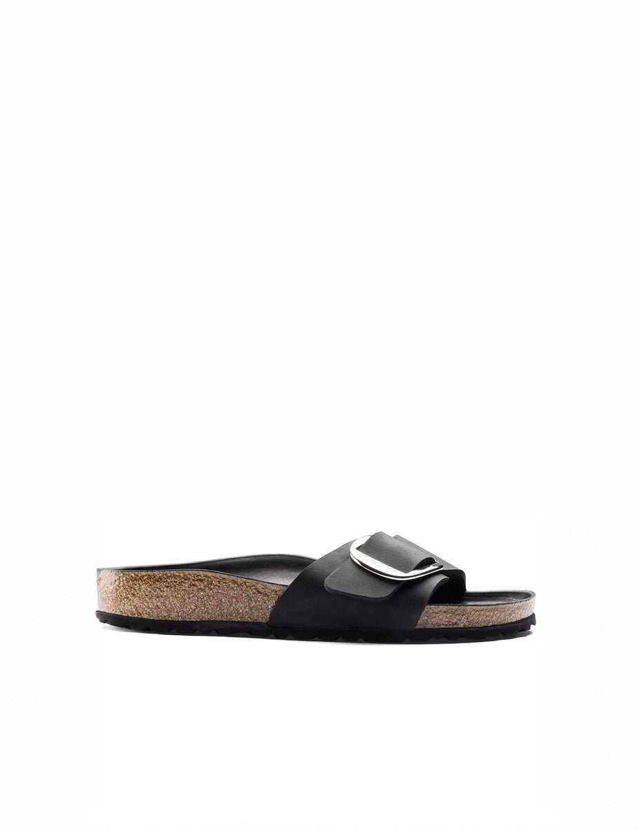 ciabatta madrid big buckle oiled lea nero - birkenstock - ciabatta