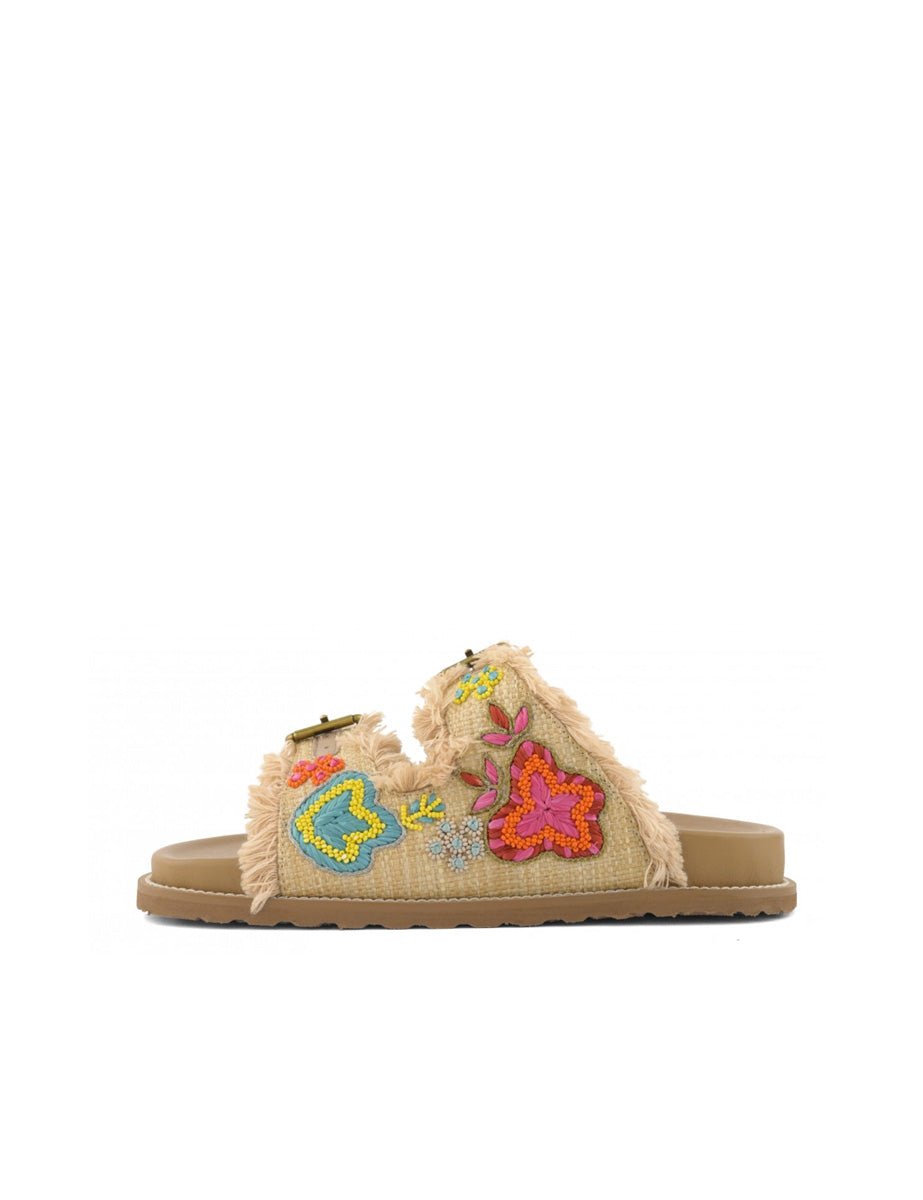 ciabatta rafia two band multicolor - coral blue - ciabatta