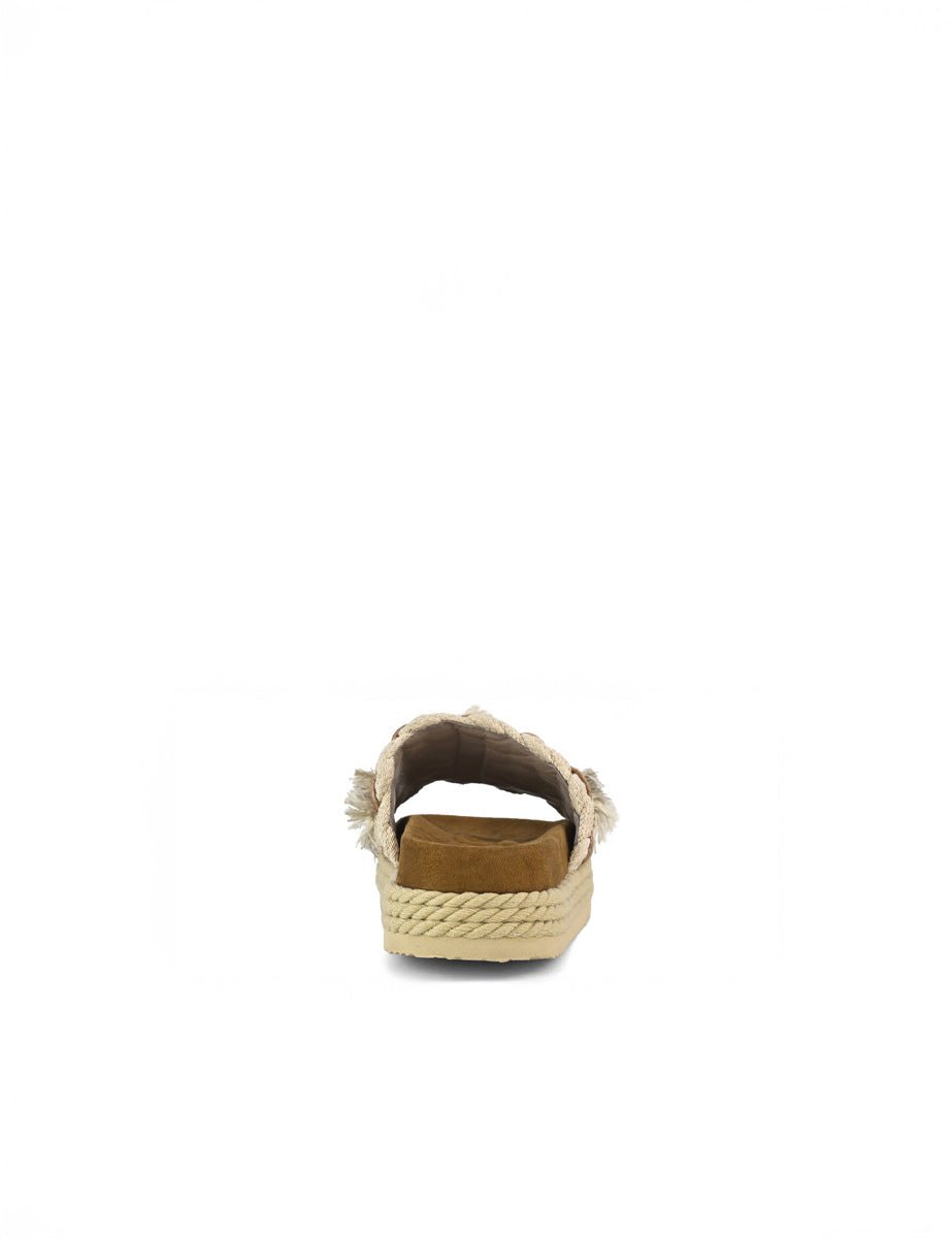 ciabatta ricamo nappine beige - mou - ciabatta