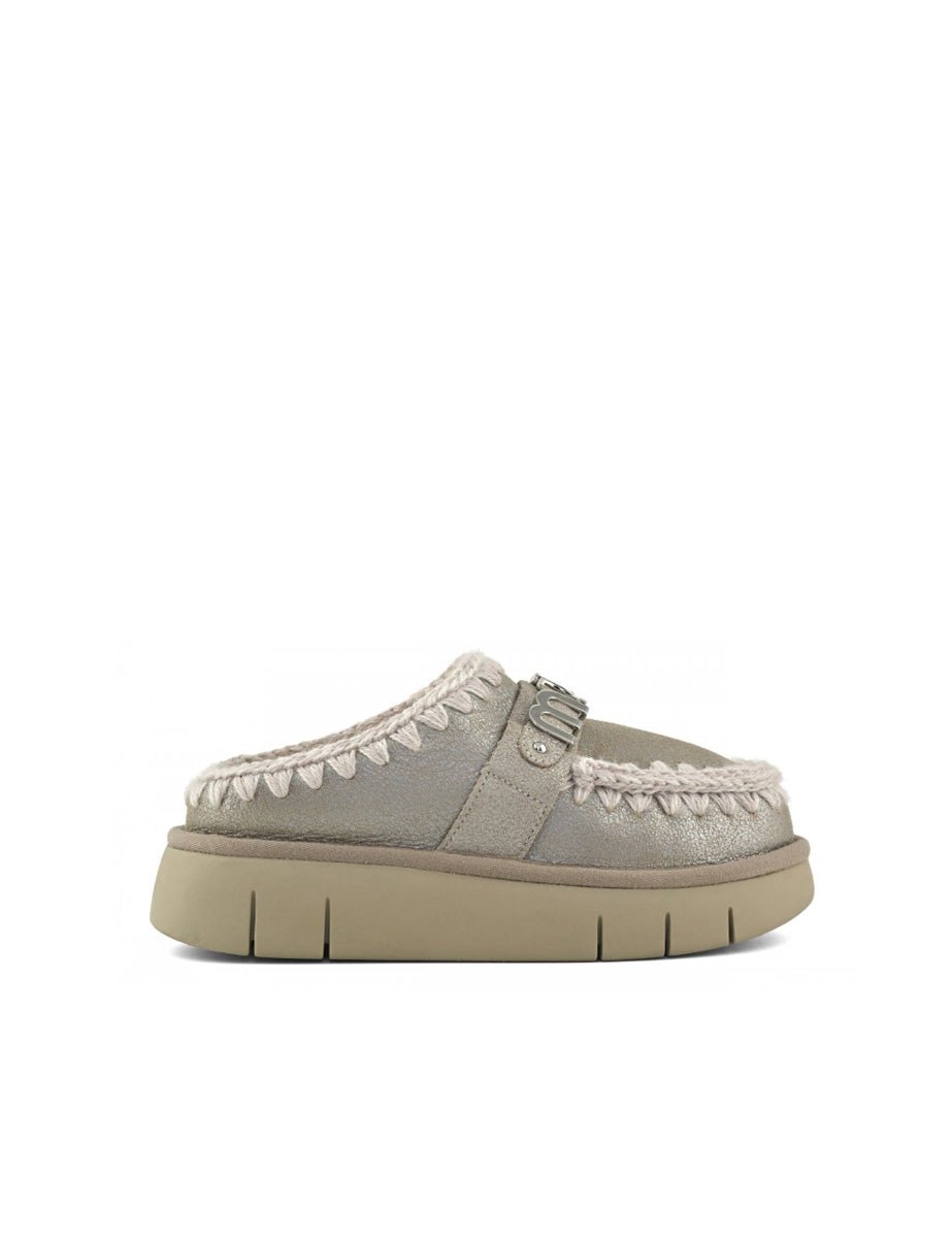 clog bounce metal logo stone metallic - mou - sabot