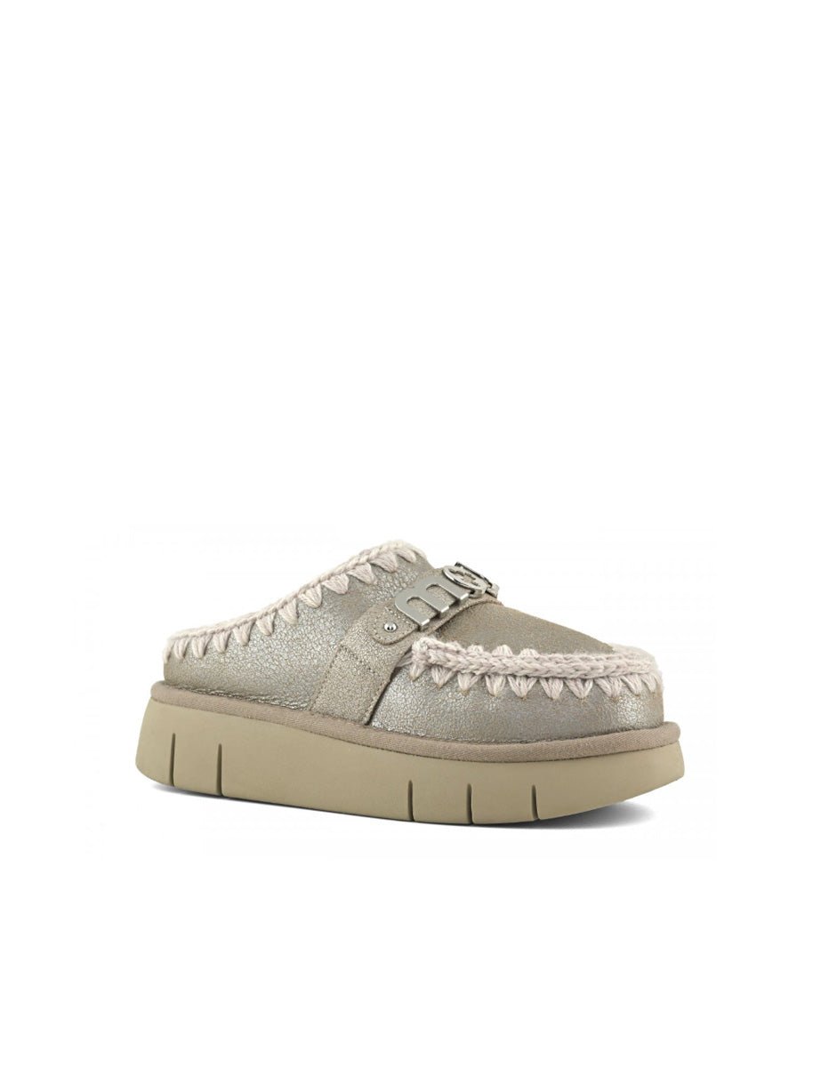 clog bounce metal logo stone metallic - mou - sabot