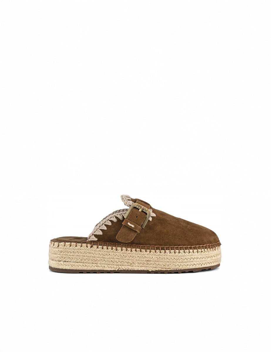 clog jute suede brown - mou - sabot