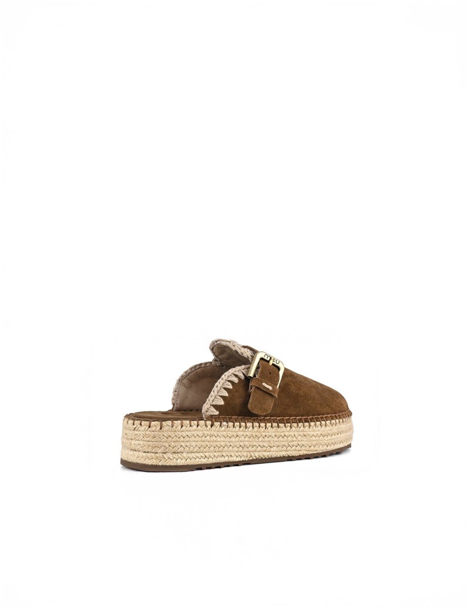 clog jute suede brown - mou - sabot