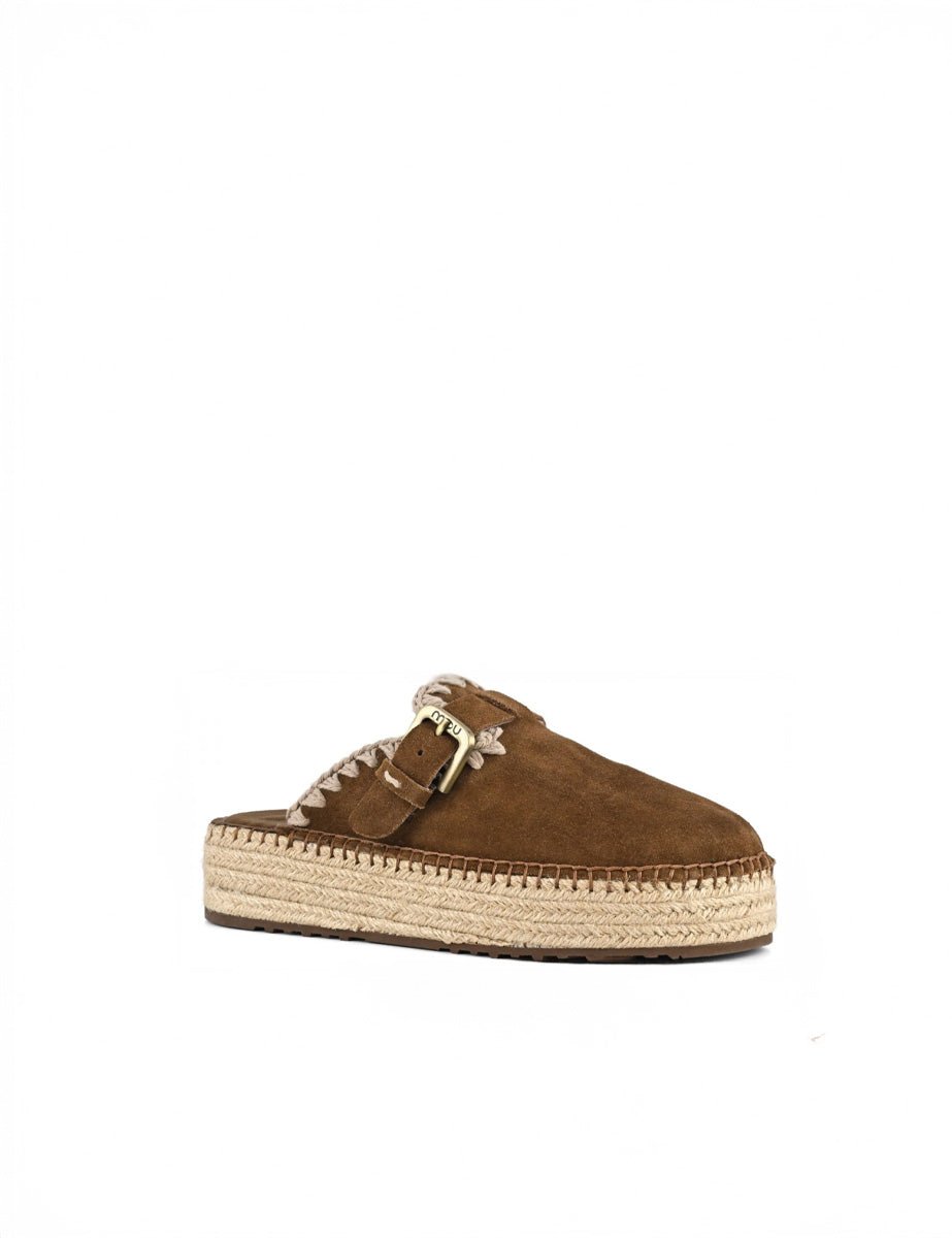 clog jute suede brown - mou - sabot