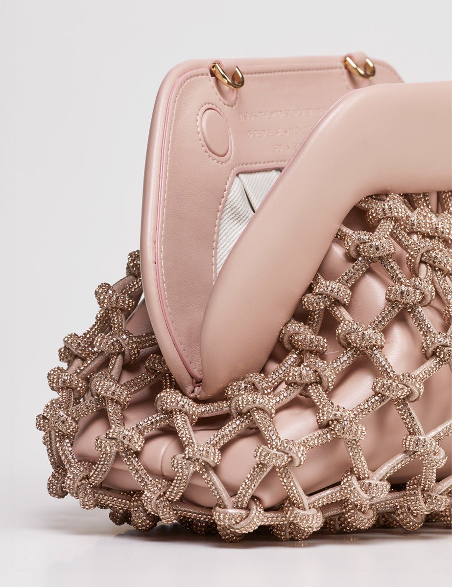 clutch tia knots strass dahlia rose - the moire - clutch