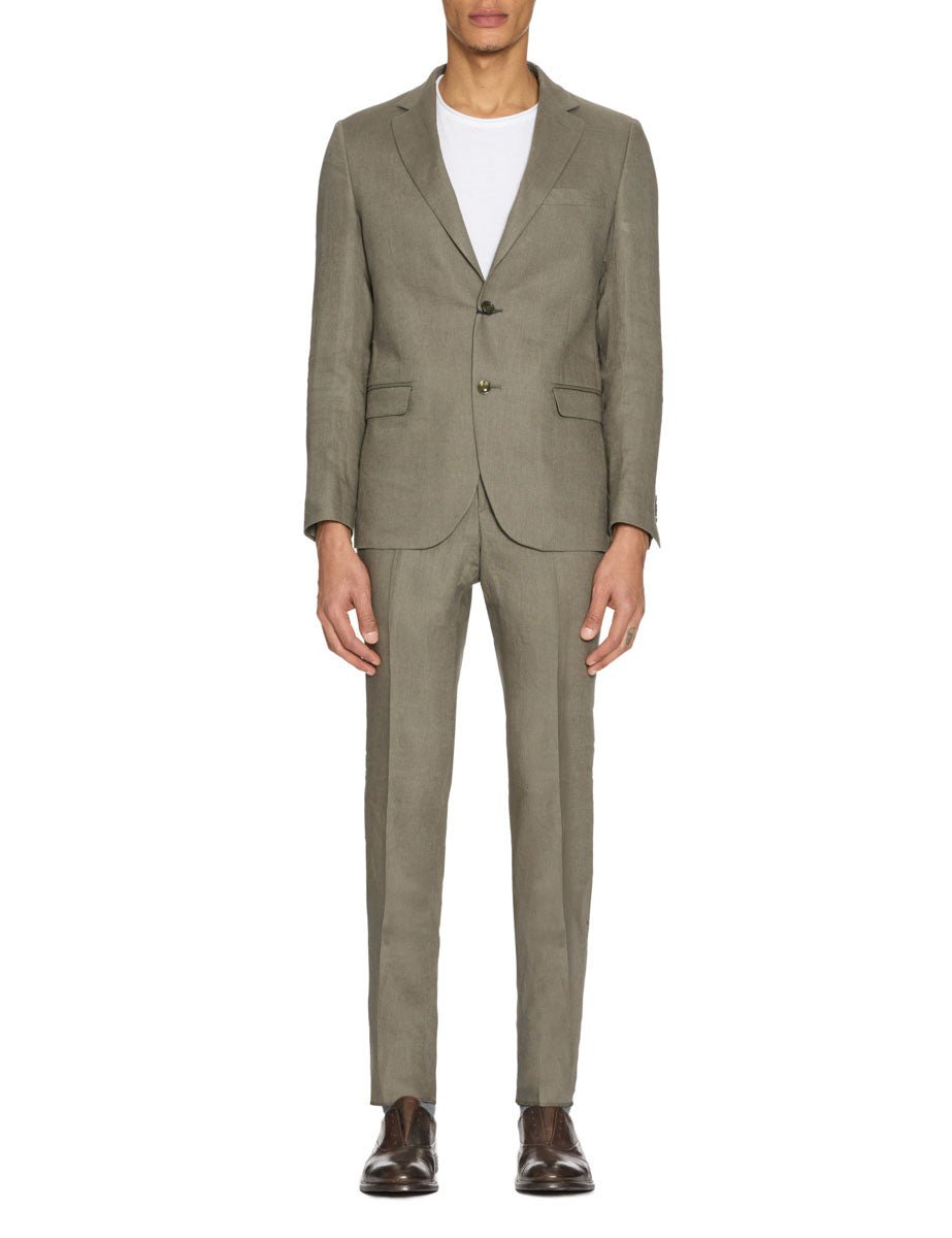 completo lino tintocapo militare - blufrida - completo monopetto